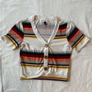 Multi-Colored Crop with Buttons